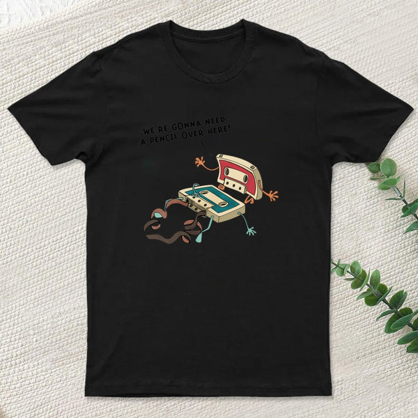 Vintage Cassette Tape And Pencil Joke T-Shirt