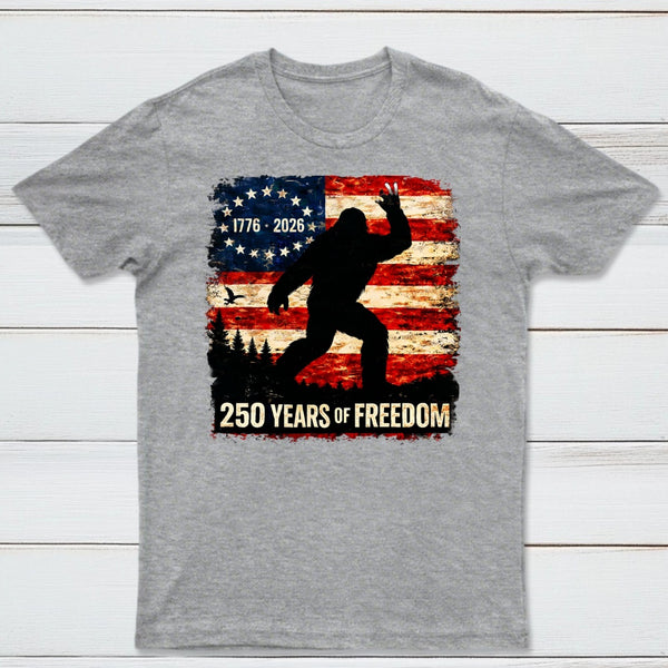 Bigfoot American Flag 1776 2026 250 Years Of Freedom Independence Day T-Shirt