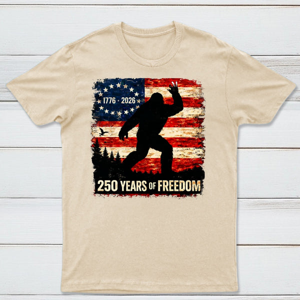 Bigfoot American Flag 1776 2026 250 Years Of Freedom Independence Day T-Shirt