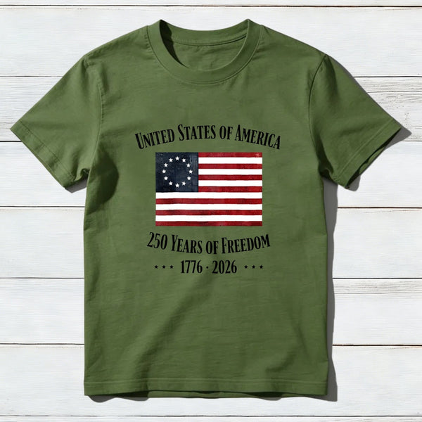 United States Of America 250 Years Of Freedom 1776 2026 Independence Day T-Shirt
