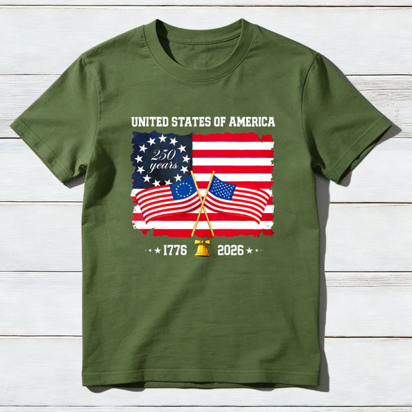 United States Of America 250 Years 1776 2026 Independence Day American Flag T-Shirt