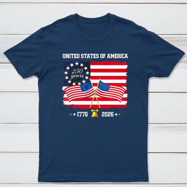 United States Of America 250 Years 1776 2026 Independence Day American Flag T-Shirt