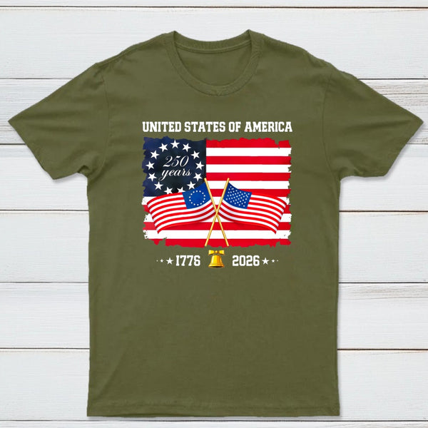 United States Of America 250 Years 1776 2026 Independence Day American Flag T-Shirt