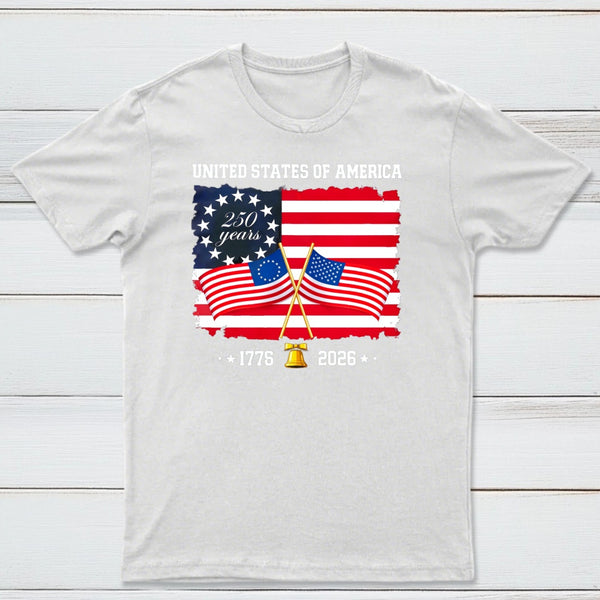 United States Of America 250 Years 1776 2026 Independence Day American Flag T-Shirt
