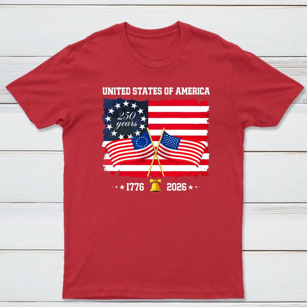 United States Of America 250 Years 1776 2026 Independence Day American Flag T-Shirt