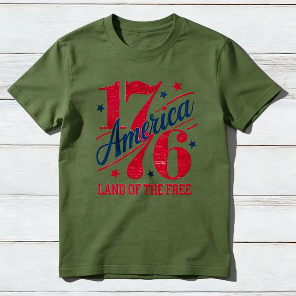 1776 America Land Of The Free Retro 4Th Of July T-Shirt
