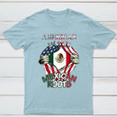 American Born Mexican Roots Flag Tee Proud USA Love Mexico T-Shirt