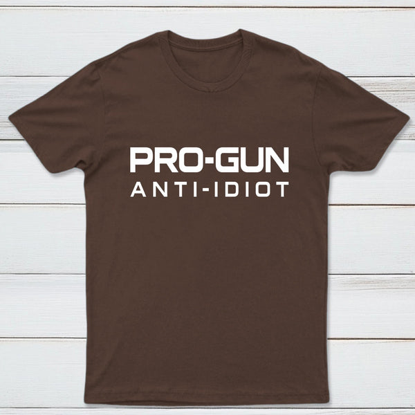 Pro Gun Anti Idiot Graphic Print Cotton T-Shirt