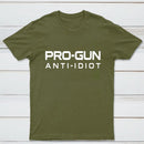 Pro Gun Anti Idiot Graphic Print Cotton T-Shirt