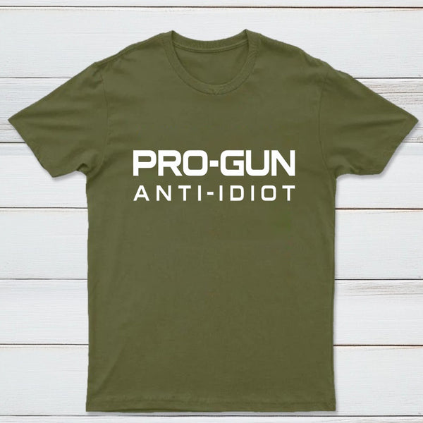 Pro Gun Anti Idiot Graphic Print Cotton T-Shirt