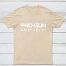 Pro Gun Anti Idiot Graphic Print Cotton T-Shirt