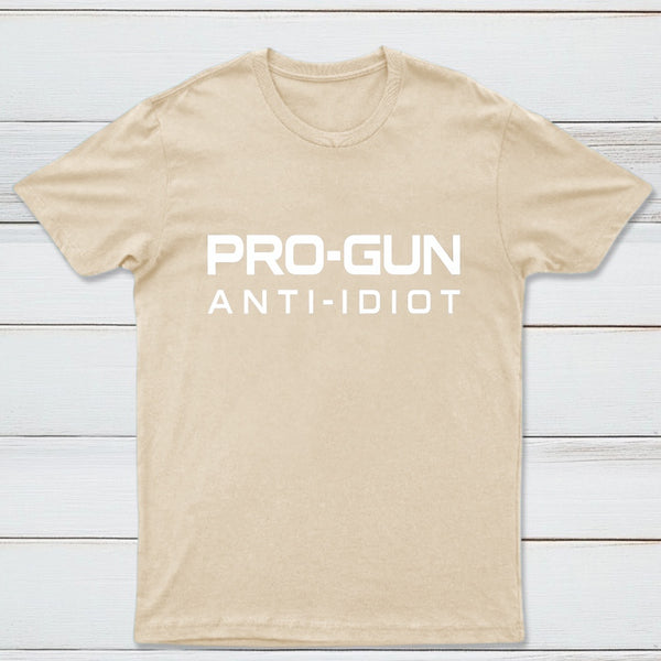 Pro Gun Anti Idiot Graphic Print Cotton T-Shirt