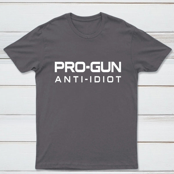 Pro Gun Anti Idiot Graphic Print Cotton T-Shirt