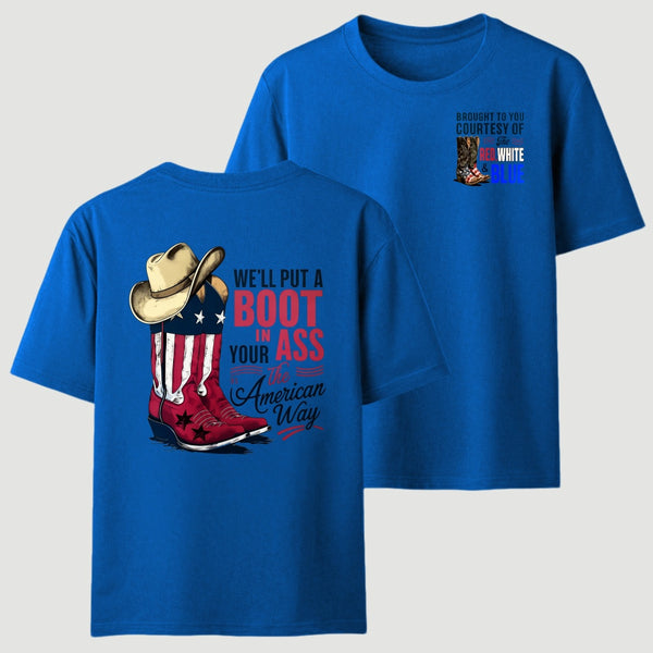 American Cowboy Boots Patriotic Graphic T-Shirt