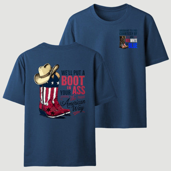 American Cowboy Boots Patriotic Graphic T-Shirt