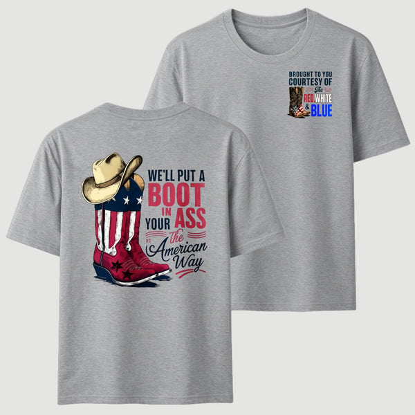 American Cowboy Boots Patriotic Graphic T-Shirt