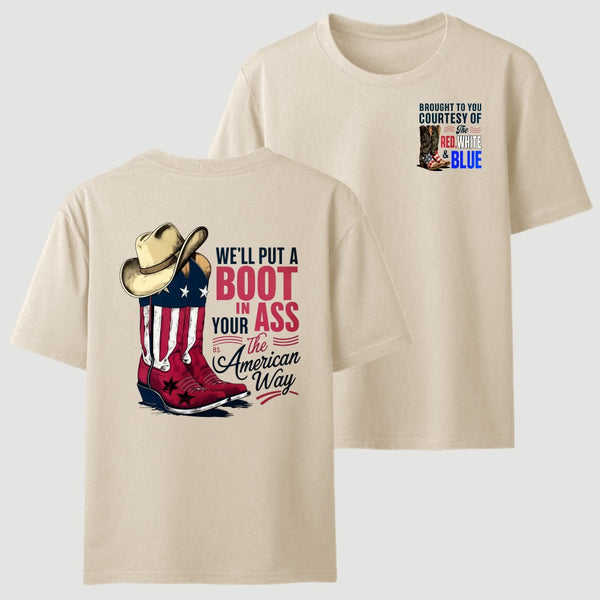 American Cowboy Boots Patriotic Graphic T-Shirt