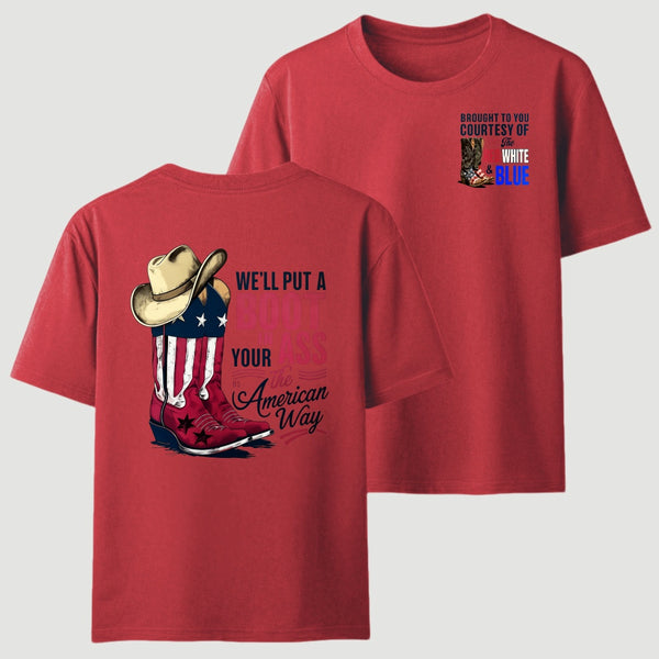 American Cowboy Boots Patriotic Graphic T-Shirt