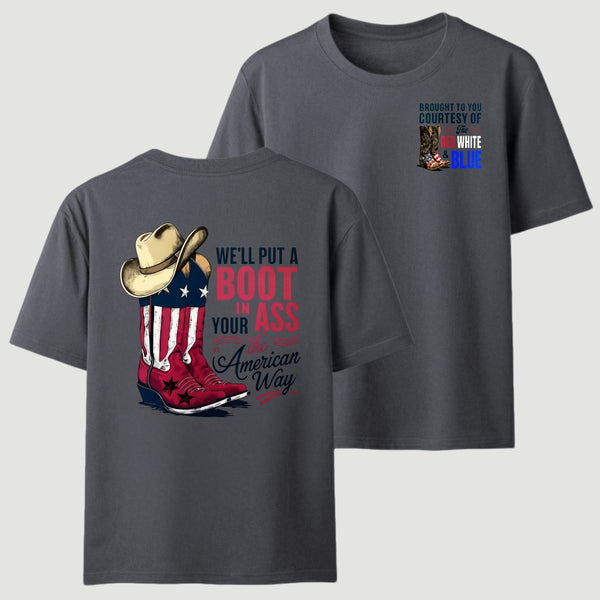 American Cowboy Boots Patriotic Graphic T-Shirt