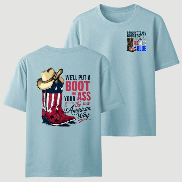 American Cowboy Boots Patriotic Graphic T-Shirt