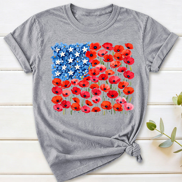 Floral USA Flag 250th Anniversary T-Shirt