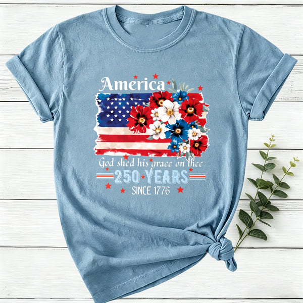 America God Shed His Grace On Thee 250 Years Since 1776 Women T-Shirt