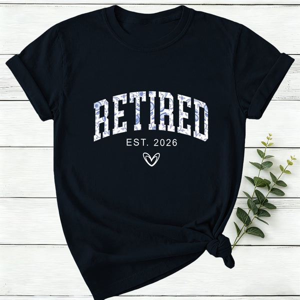 Personalized Toile Retirement Blue And White Porcelain Women T-Shirt