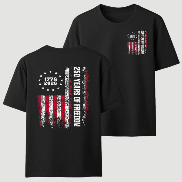 Double-Sided 250th Anniversary American Flag T-Shirt