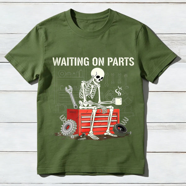 Waiting On Parts Funny Skeleton Auto Mechanic Technician T-Shirt