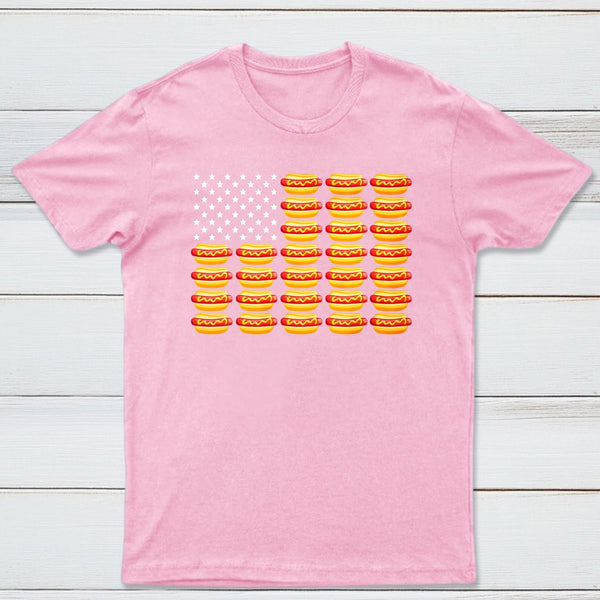Hot Dog American Flag July 4th Patriotic Summer BBQ Funny T-Shirt