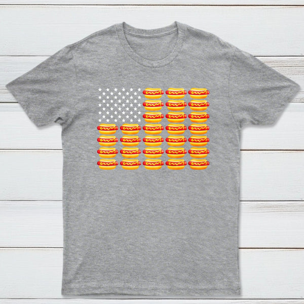 Hot Dog American Flag July 4th Patriotic Summer BBQ Funny T-Shirt