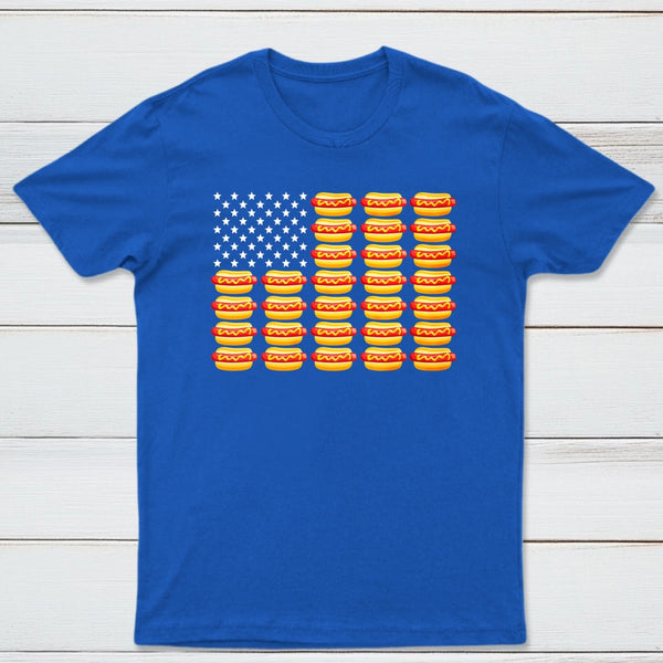 Hot Dog American Flag July 4th Patriotic Summer BBQ Funny T-Shirt