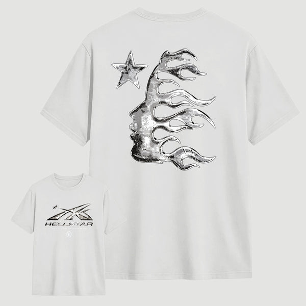 Vintage Dark Streetwear Street Style Star Flame Design T-shirt