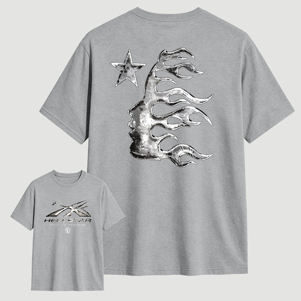 Vintage Dark Streetwear Street Style Star Flame Design T-shirt