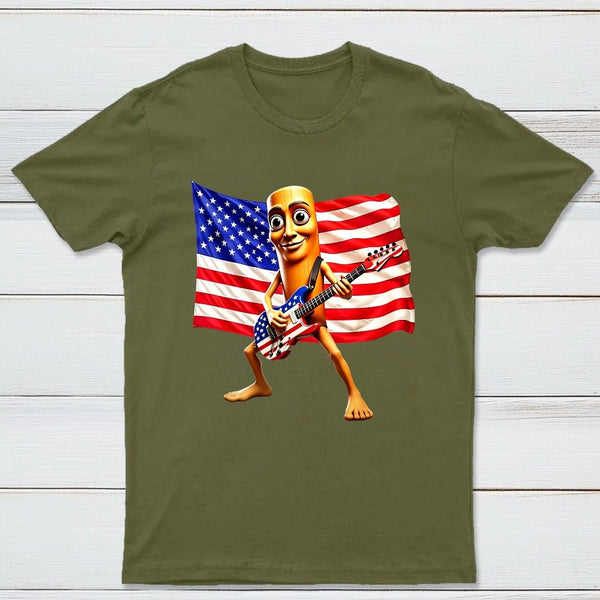 4th of July Shirts American Flag Guitar Tung Tung Tung Sahur T-shirt