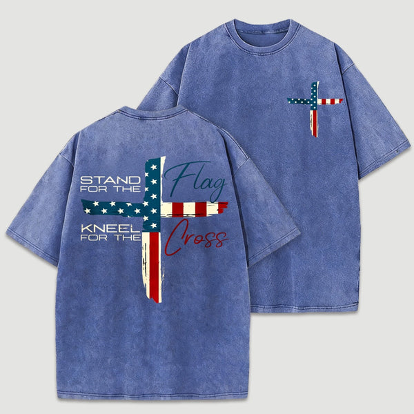 Stand for Flag Kneel for Cross Religious T-Shirt