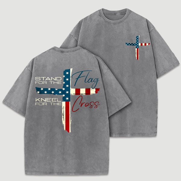 Stand for Flag Kneel for Cross Religious T-Shirt