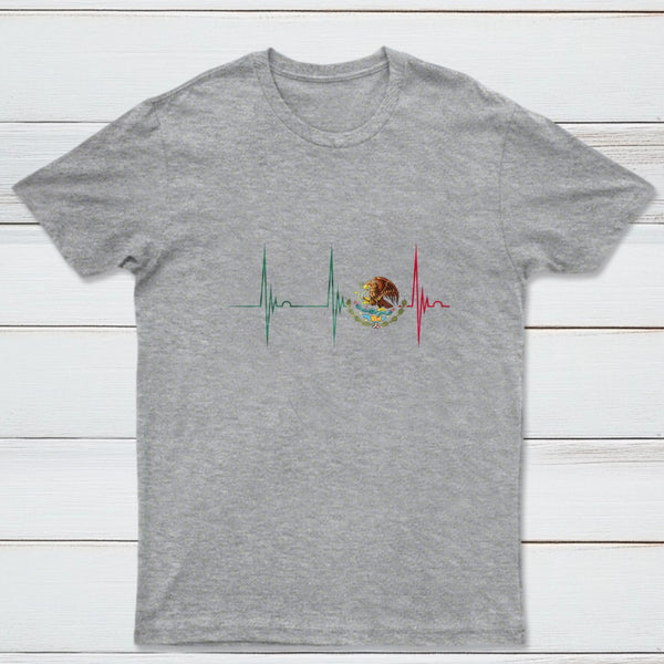 Mexico Heartbeat EKG Pulse Mexican Pride Emblem T-Shirt
