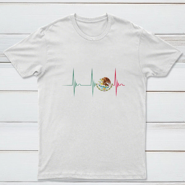 Mexico Heartbeat EKG Pulse Mexican Pride Emblem T-Shirt