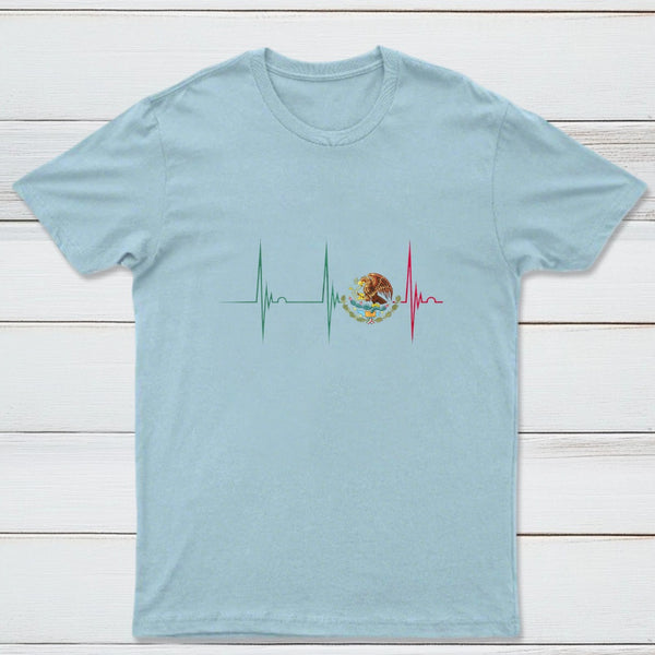 Mexico Heartbeat EKG Pulse Mexican Pride Emblem T-Shirt