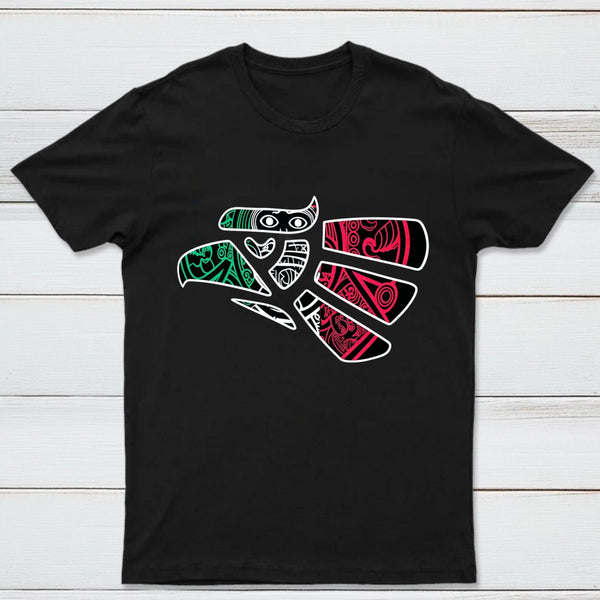Latino Heritage Green White Red Mexico Eagle Tribal Art Design T-Shirt