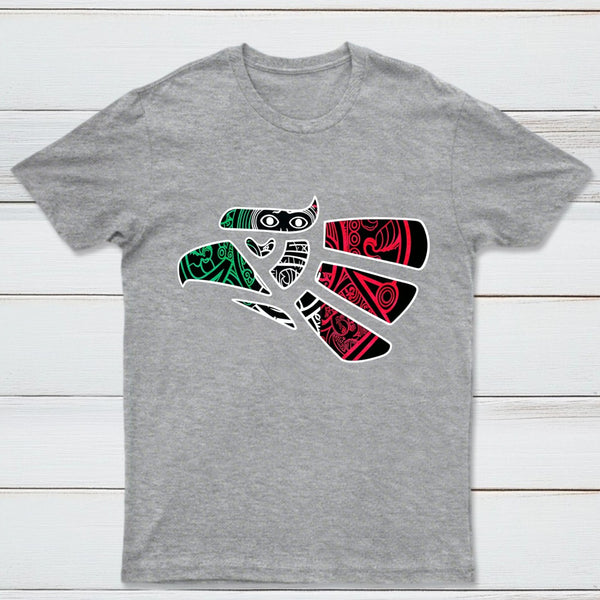 Latino Heritage Green White Red Mexico Eagle Tribal Art Design T-Shirt