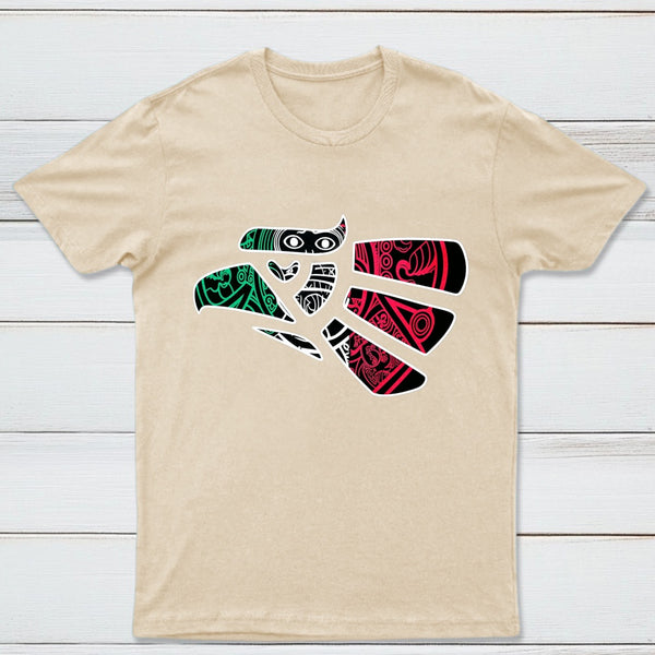 Latino Heritage Green White Red Mexico Eagle Tribal Art Design T-Shirt