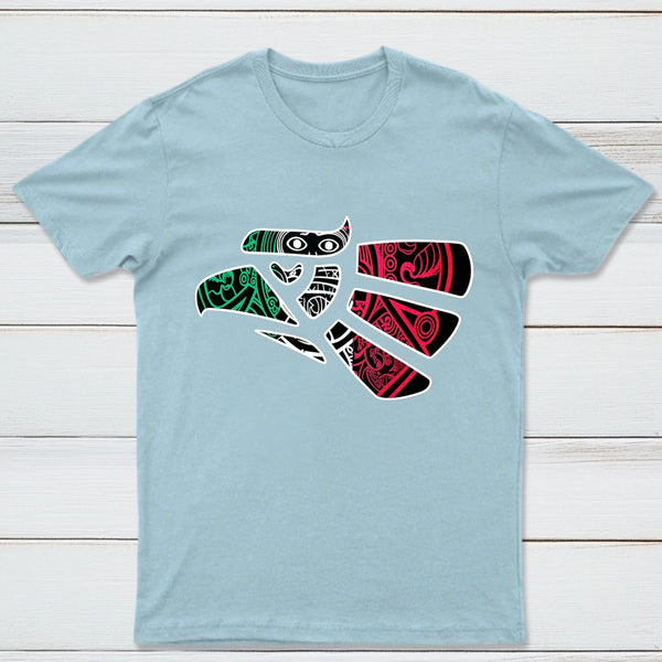 Latino Heritage Green White Red Mexico Eagle Tribal Art Design T-Shirt