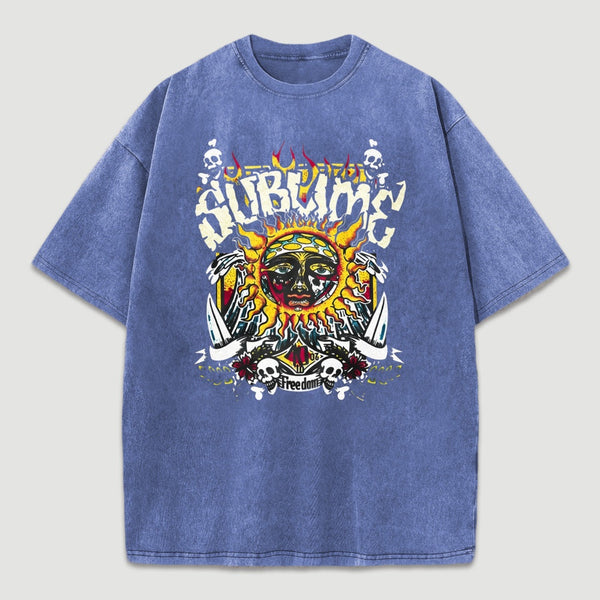Vintage Sun Pattern Oversized T-Shirt