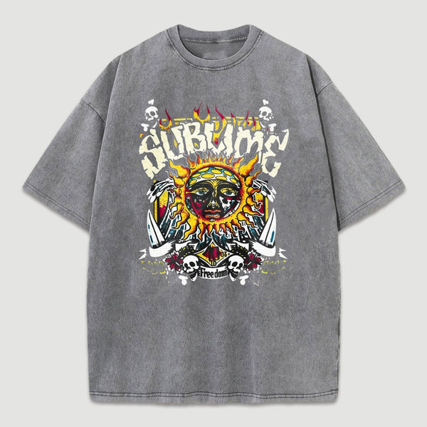 Vintage Sun Pattern Oversized T-Shirt