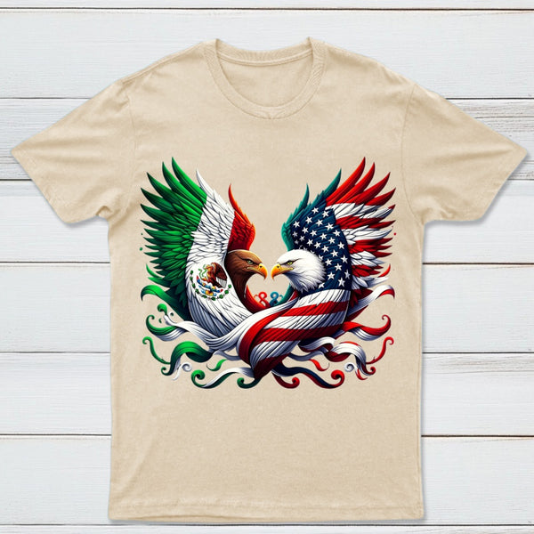 America Mexico Flag Vintage Mexican Roots American T-Shirt