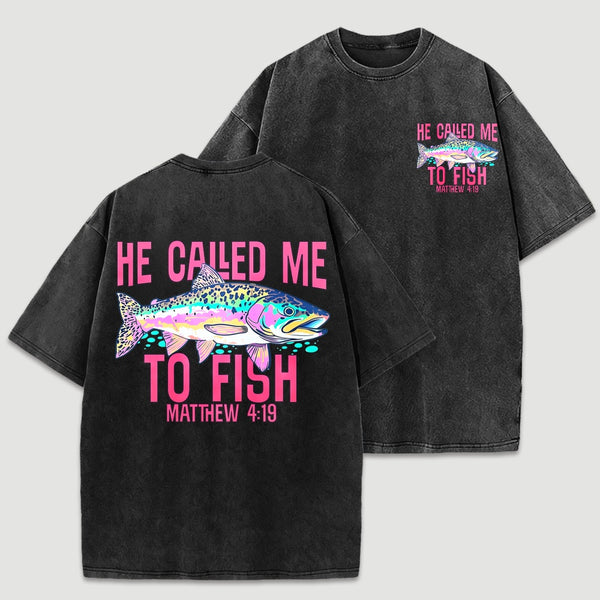 Retro Washed Fish Double Sided Printed T-Shirt