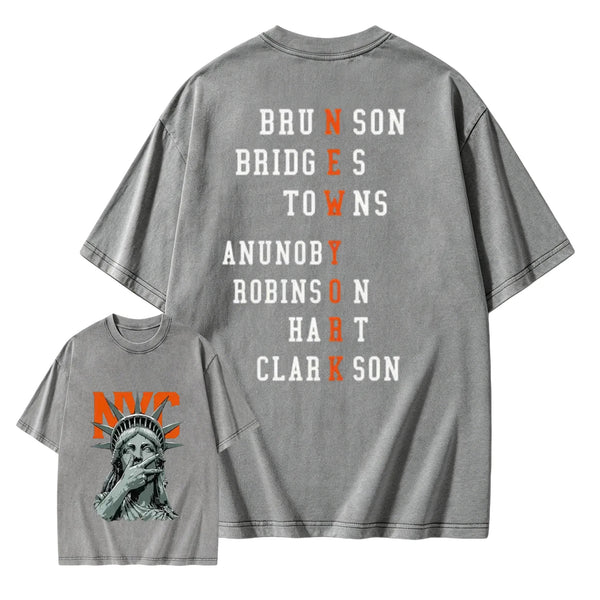 NewYork 2 Side Basketball Fans Washed T-Shirt