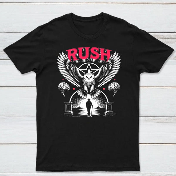 To Honor Rush Band Vintage Rock Owl Wings T-Shirt